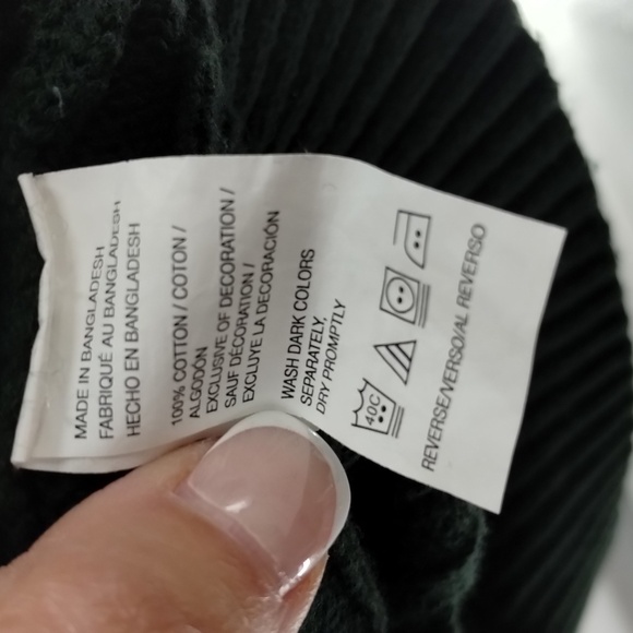 IZOD cable knit quarter zip pullover sweater large dark green 100% cotton Izod - Picture 4 of 6